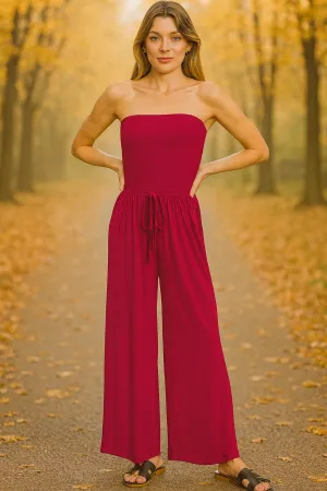Urban Ready Patti Smocked Tube Top Jumpsuit Casual Classic Patti Smocked Tube Top Jumpsuit