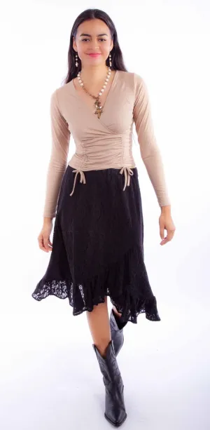Urban Shape Scully Womens Faux Wrap Black Cotton Blend Skirt XL Scully Womens Faux Wrap Black Cotton Blend Skirt XL Wear It All Classic Wear Textured