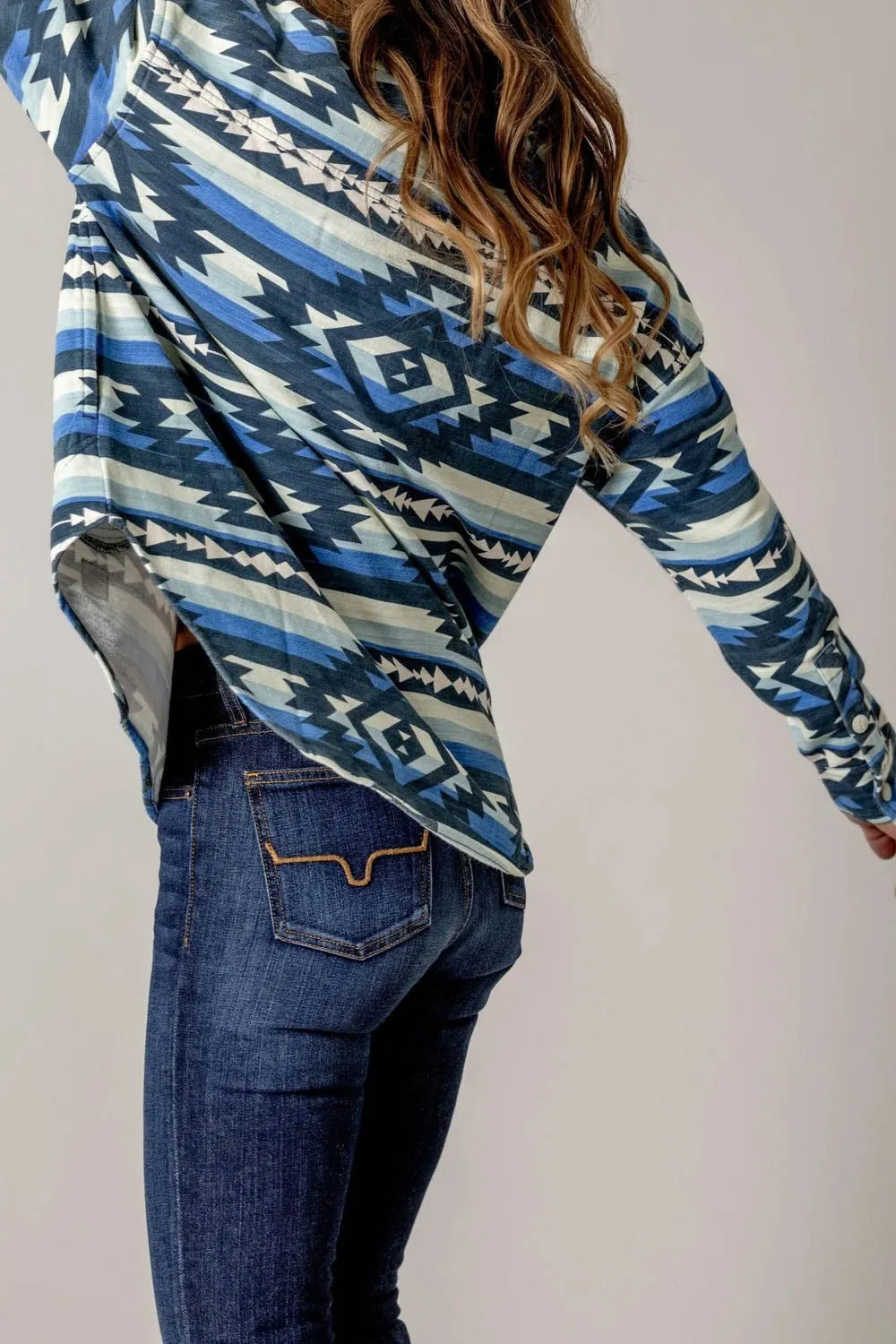 Breathable Style Kimes Ranch Womens Judith Blue Cotton Blend L/S Tunic