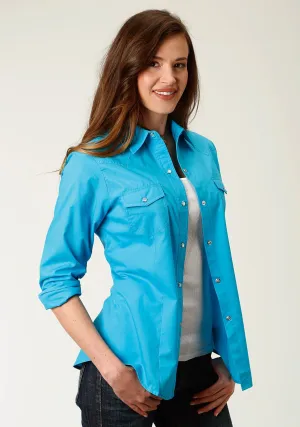 Urban Style Roper Womens 9839 Broadcloth Turquoise Cotton Blend L/S Shirt Roper Womens 9839 Broadcloth Turquoise Cotton Blend L/S Shirt Premium Quality Fashion Comfort