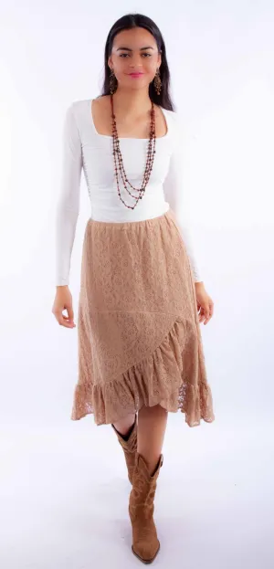 Utility Cut Scully Womens Faux Wrap Taupe Cotton Blend Skirt All Fit Design Scully Womens Faux Wrap Taupe Cotton Blend Skirt