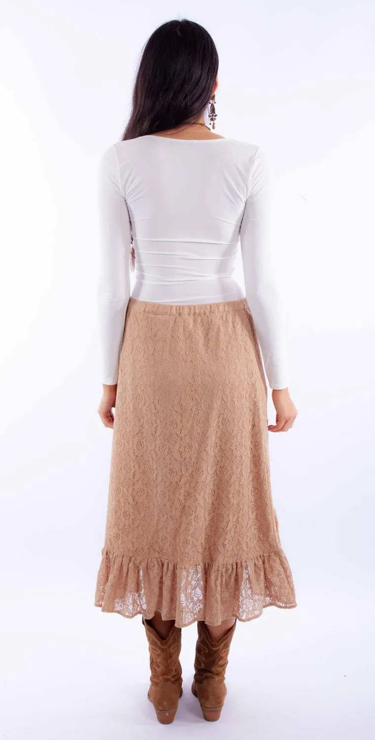 Weather Friendly Scully Womens Faux Wrap Taupe Cotton Blend Skirt