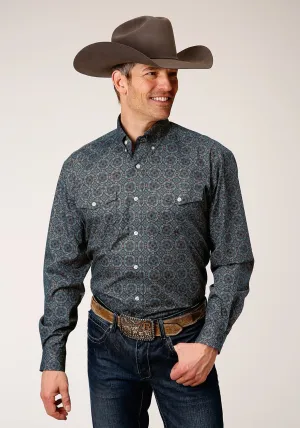 UV Protective Finish Roper Mens 1378 Redwood Medallion Grey 100% Cotton Btn L/S Shirt Roper Mens 1378 Redwood Medallion Grey 100% Cotton Btn L/S Shirt Functional Fashion Anti Static Fabric