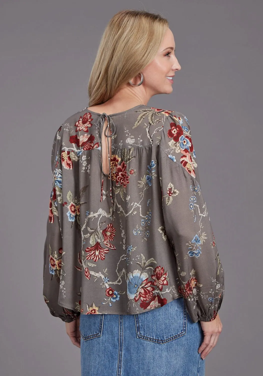 Non Restrictive Fit Cozy Option Stetson Womens Vintage Tapestry Grey 100% Rayon L/S Tunic