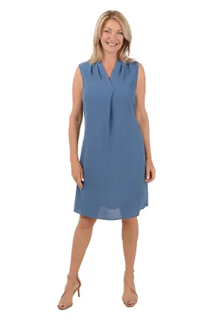V-Neck Center Pleated Sleeveless Dress Sculpted Fit V-Neck Center Pleated Sleeveless Dress Multi Season Cozy Fit