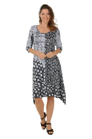 V neck Striped Loops Shark Bite Crinkle Dress Soft Stretch Fresh Aesthetic Striped Loops Shark Bite Crinkle Dress