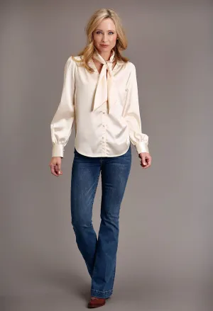 V Neckline Stetson Womens Satin Button Champagne Poly/Rayon L/S Blouse Oversized Fit Winter Retreat Stetson Womens Satin Button Champagne Poly/Rayon L/S Blouse
