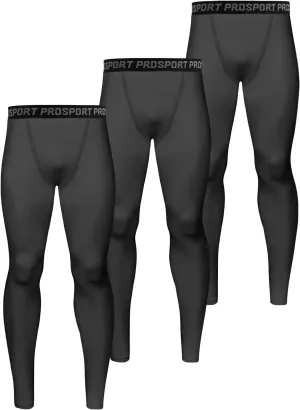 Valcatch 3 Pack Mens Running Leggings Compression Pants Tights Sports Baselayer Athletic Workout Activewear
