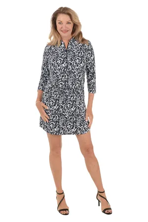 Velvet Touch Karen Animal UPF50  3/4 Sleeve Drawstring Dress Karen Animal UPF50  3/4 Sleeve Drawstring Dress Winter Layering Fall Style