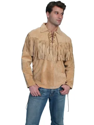 Ventilated Back Scully Leather Mens Western Trapper L/S Fringe Shirt Bourbon Edgy Fashion Scully Leather Mens Western Trapper L/S Fringe Shirt Bourbon