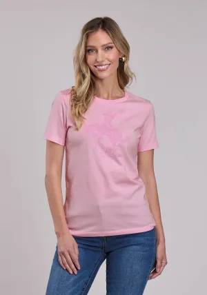 Ventilated Back Stetson Womens Lady Bronc Rider Pink 100% Cotton S/S T-Shirt Stetson Womens Lady Bronc Rider Pink 100% Cotton S/S T-Shirt Pullover Design