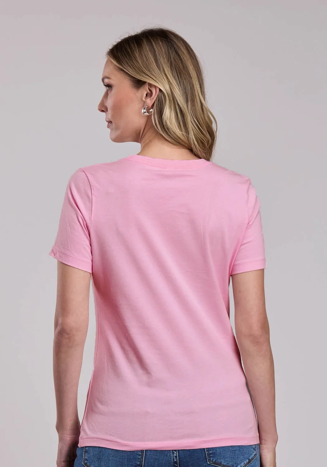 Stetson Womens Lady Bronc Rider Pink 100% Cotton S/S T-Shirt Smooth Seam Finish Sleek Silhouette
