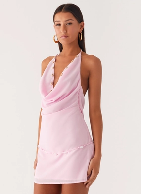 Ventilated Mesh Insert Just for Love Mini Dress - Baby Pink Perfect Waist Natural Wrap Just for Love Mini Dress - Baby Pink