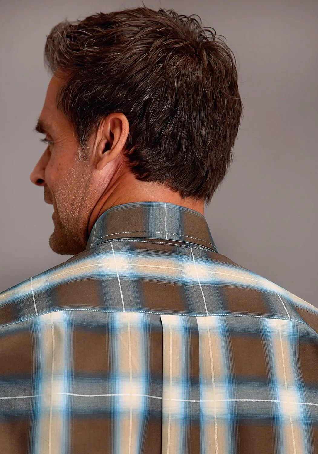Stetson Mens Sierra Plaid Brown 100% Cotton L/S Shirt Sporty Layer