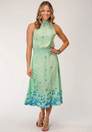 Versatile Comfort Roper Womens Floral Border Print Green Polyester S/L Dress Roper Womens Floral Border Print Green Polyester S/L Dress Modern Comfort Anti Static Material Blend