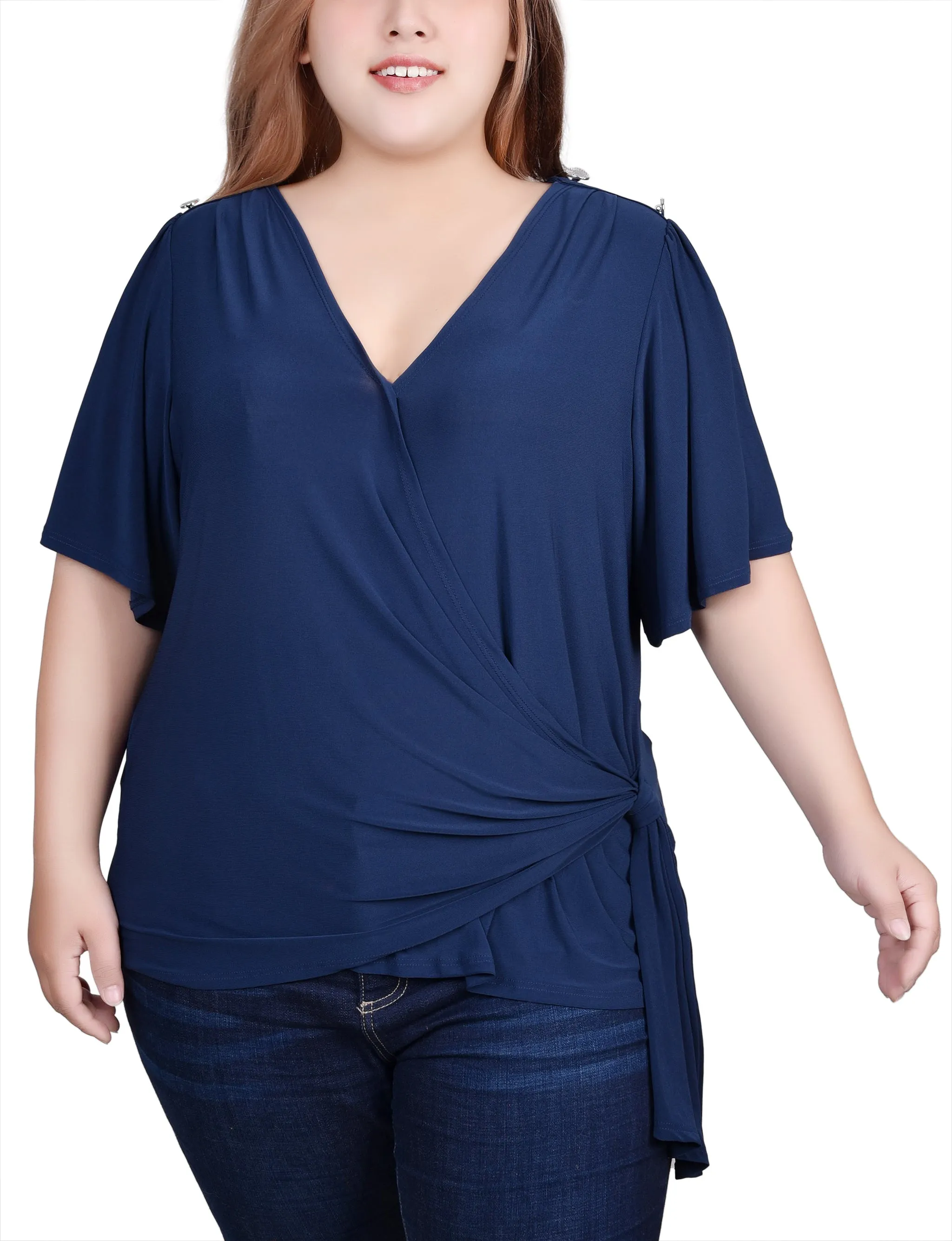 Urban Chic Plus Size Short Sleeve Wrap Top