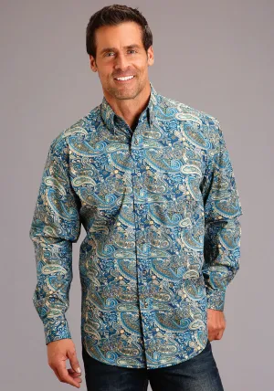 Versatile Options Stetson Mens Blue 100% Cotton Fall Paisley BD L/S 1 Pkt Shirt Social Meetup Stetson Mens Blue 100% Cotton Fall Paisley BD L/S 1 Pkt Shirt