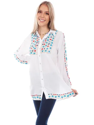 Versatile Piece Scully Womens White Viscose Vintage Geometric L/S Blouse Low Maintenance Denim Scully Womens White Viscose Vintage Geometric L/S Blouse