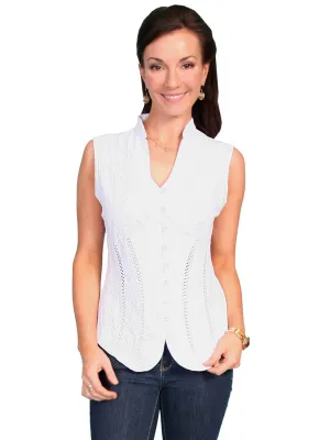 Versatile Styles Scully Cantina Womens White 100% Cotton Sleeveless Soutache Blouse Trendy Pattern Scully Cantina Womens White 100% Cotton Sleeveless Soutache Blouse
