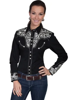 Versatile Styling Scully Western Womens Silver Polyester L/S Floral Stitch Western Shirt Scully Western Womens Silver Polyester L/S Floral Stitch Western Shirt Anniversary Special