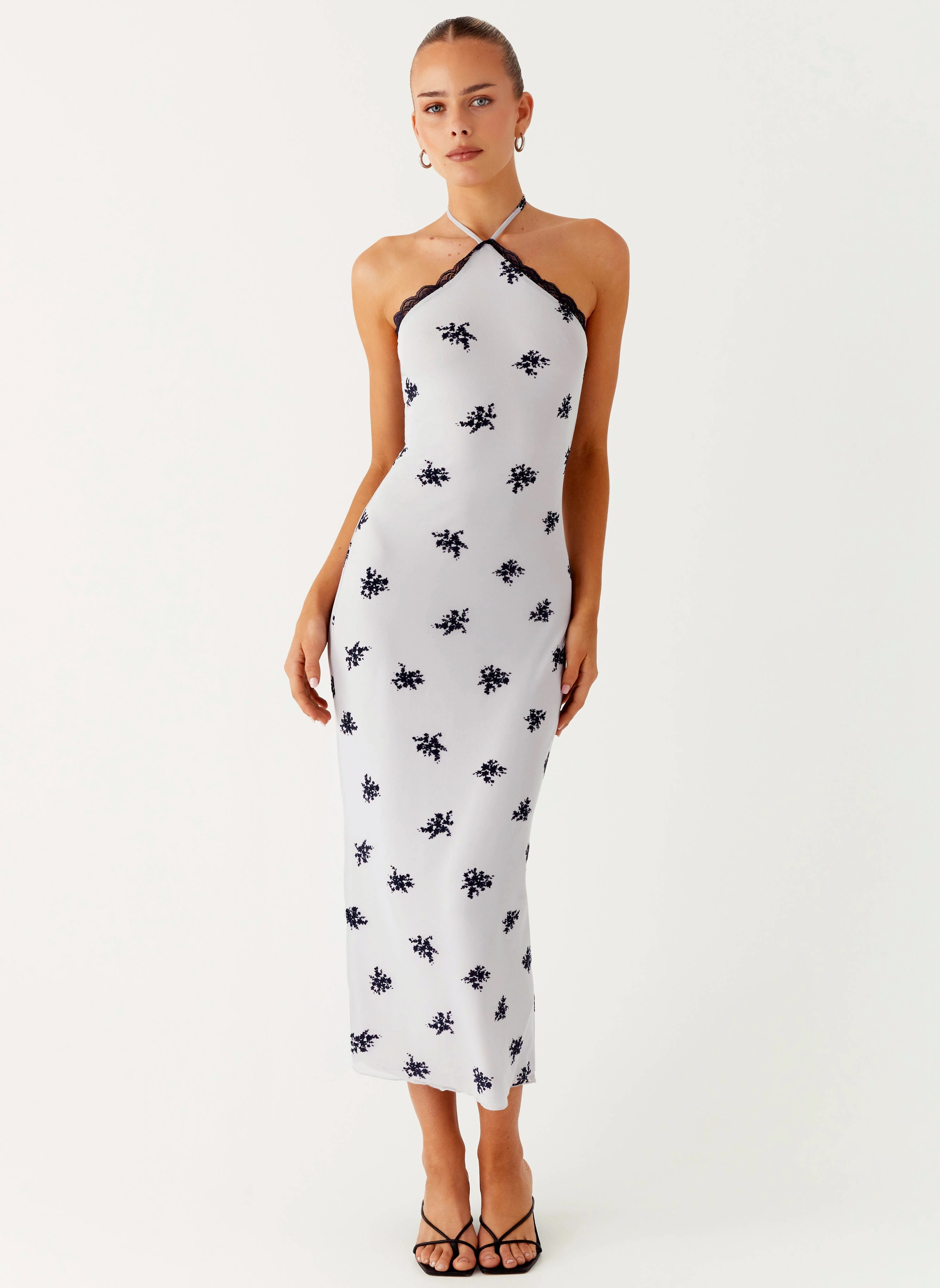 Nestel Flock Halter Midi Dress - Lilac Sweet Mood Soft Lines