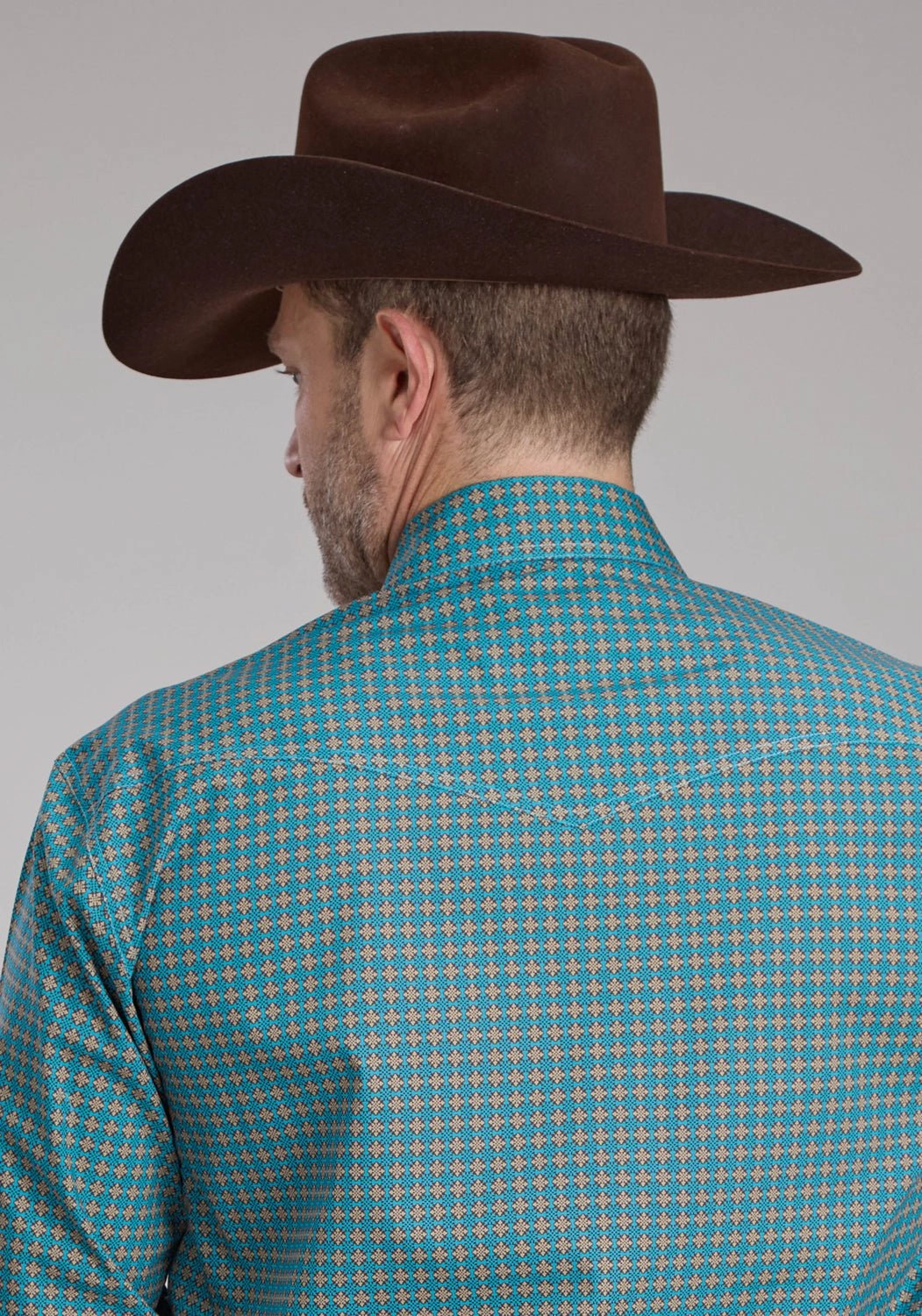 Roper Mens 2244 Castile Foulard Turquoise 100% Cotton L/S Shirt Festival Fashion
