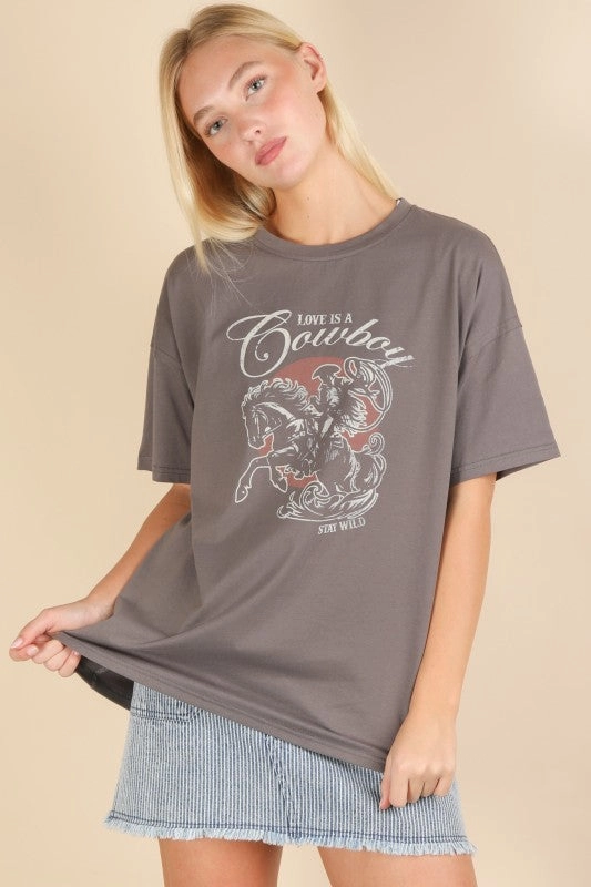 Love Is A Cowboy Graphic Top AllWeatherComfort All-day style