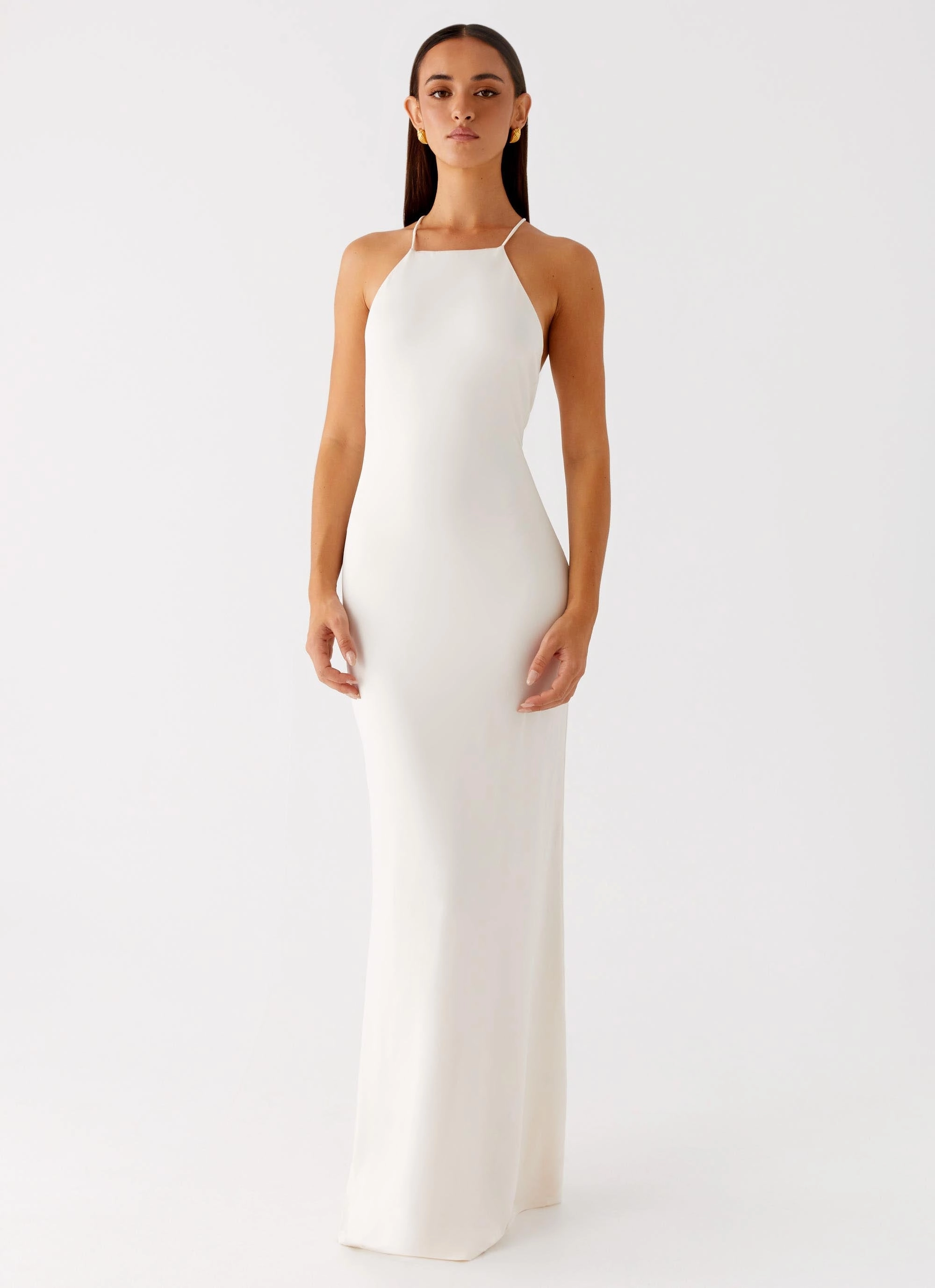 Raffa Pearl Maxi Dress - Ivory Collared