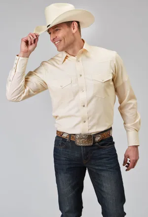 Vibrant color Roper Mens 1960 Tonal Stripe Cream Poly/Cotton L/S Shirt sporty wear Roper Mens 1960 Tonal Stripe Cream Poly/Cotton L/S Shirt
