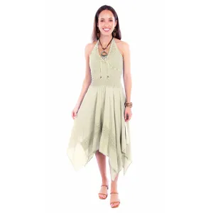 Vibrant Energy Scully Womens Tie Neck Halter Vanilla 100% Cotton S/L Dress Scully Womens Tie Neck Halter Vanilla 100% Cotton S/L Dress Style Combo