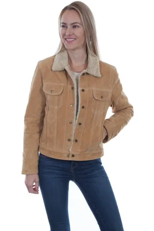 Vibrant Finish Scully Womens Old Rust Suede Faux Fur Jean Jacket Sleek Look Scully Womens Old Rust Suede Faux Fur Jean Jacket