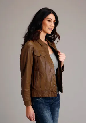 Vibrant Form Stetson Womens Smooth Jean Brown Leather Leather Jacket Stetson Womens Smooth Jean Brown Leather Leather Jacket Low Maintenance Denim Comfort Fit Design