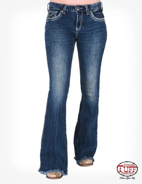 clean look Fashion Lover Minimalist Cowgirl Tuff Womens Hurricane Trouser Dark Wash Cotton Blend Jeans