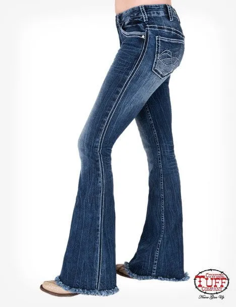 Cowgirl Tuff Womens Hurricane Trouser Dark Wash Cotton Blend Jeans Trendy High Quality Street Cool