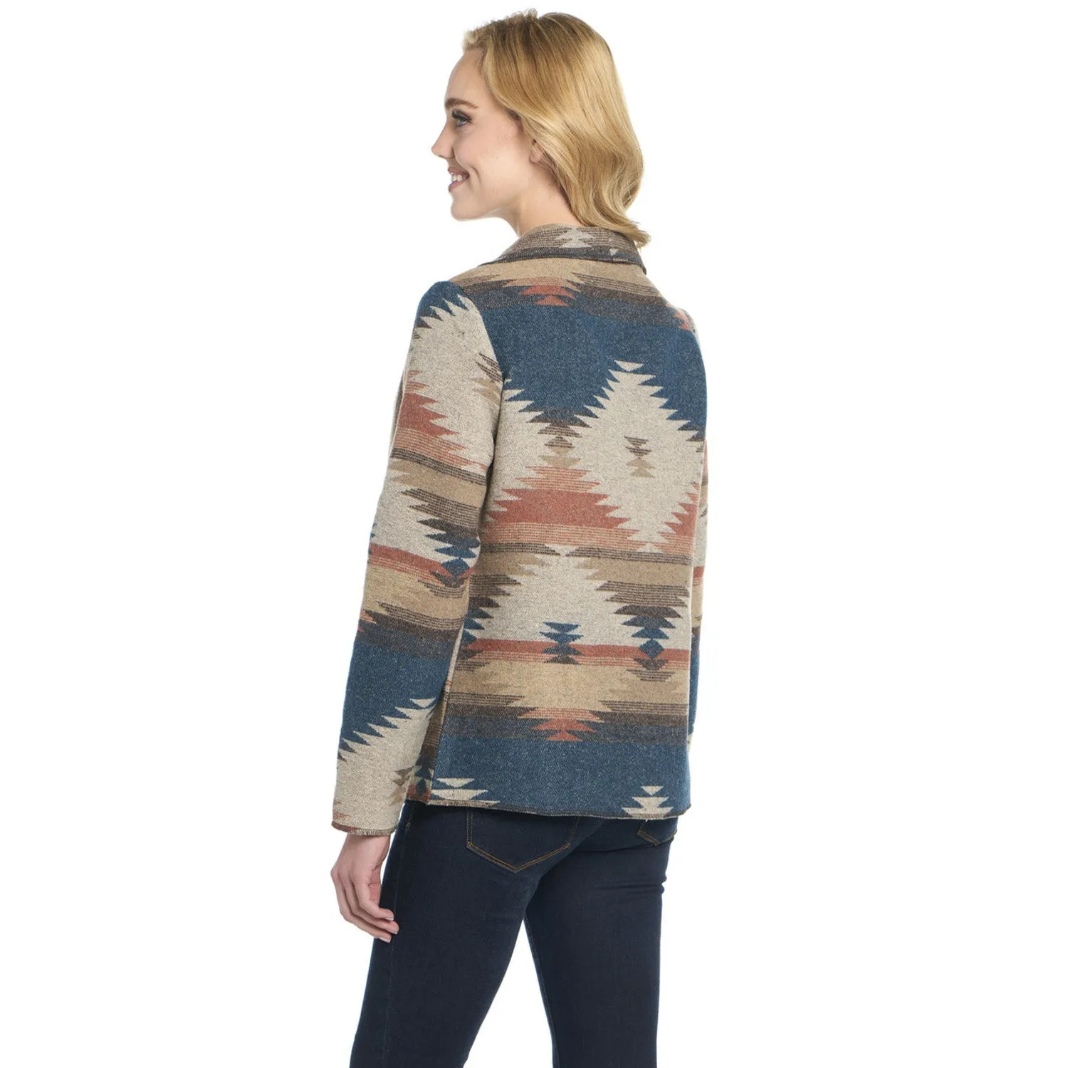 Neutral Fit Piece Office Wear Trendy Home Comfort Cripple Creek Womens Navajo Open Front Blanket Wrap Navajo Teal Polyester Jacket