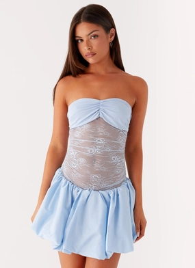 Vibrant Style Safina Bubble Mini Dress - Blue Work Fitwear Day-To-Night Wear Safina Bubble Mini Dress - Blue