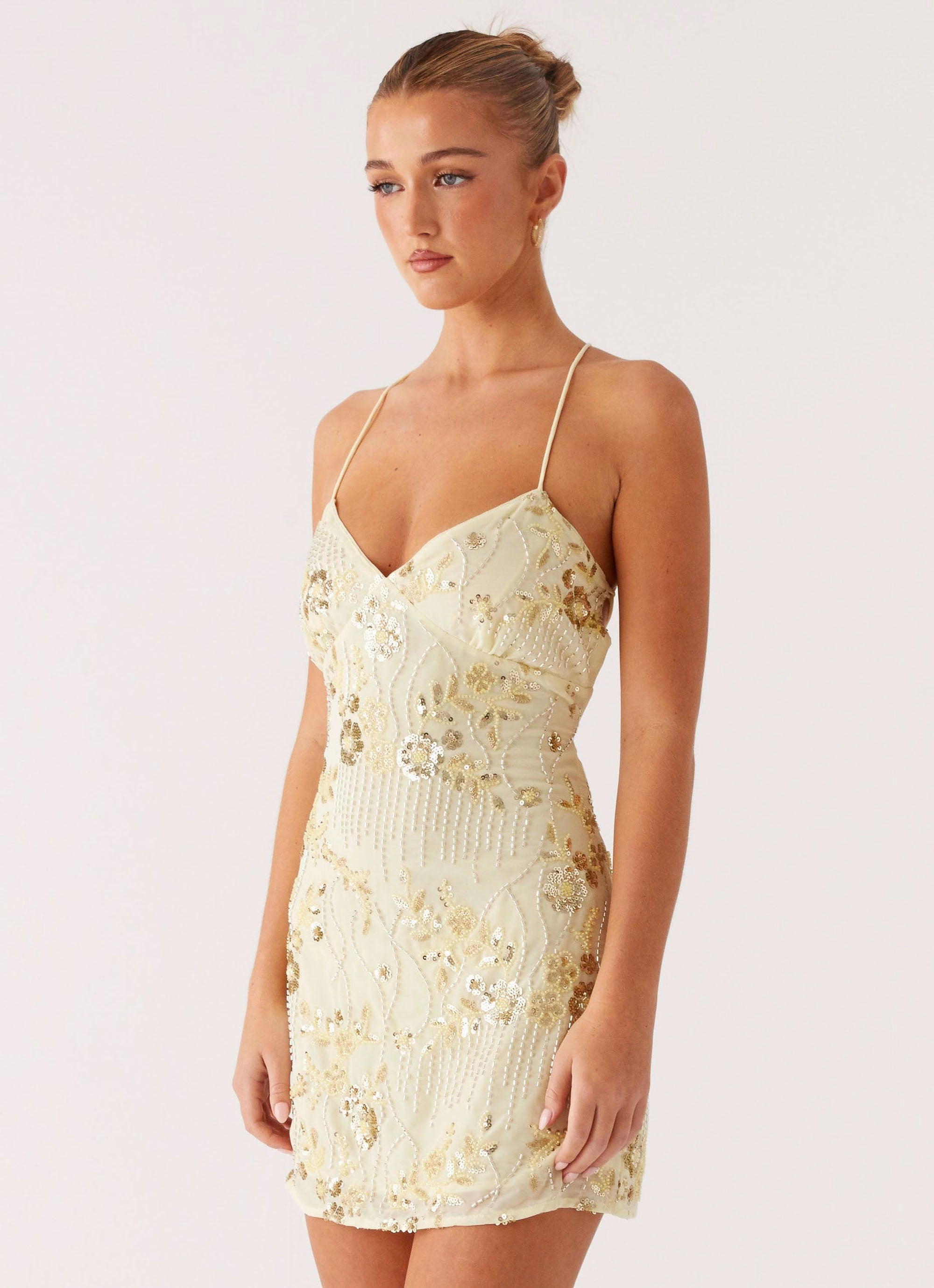 Clean Chic Vietta Sequin Cami Mini Dress - Yellow