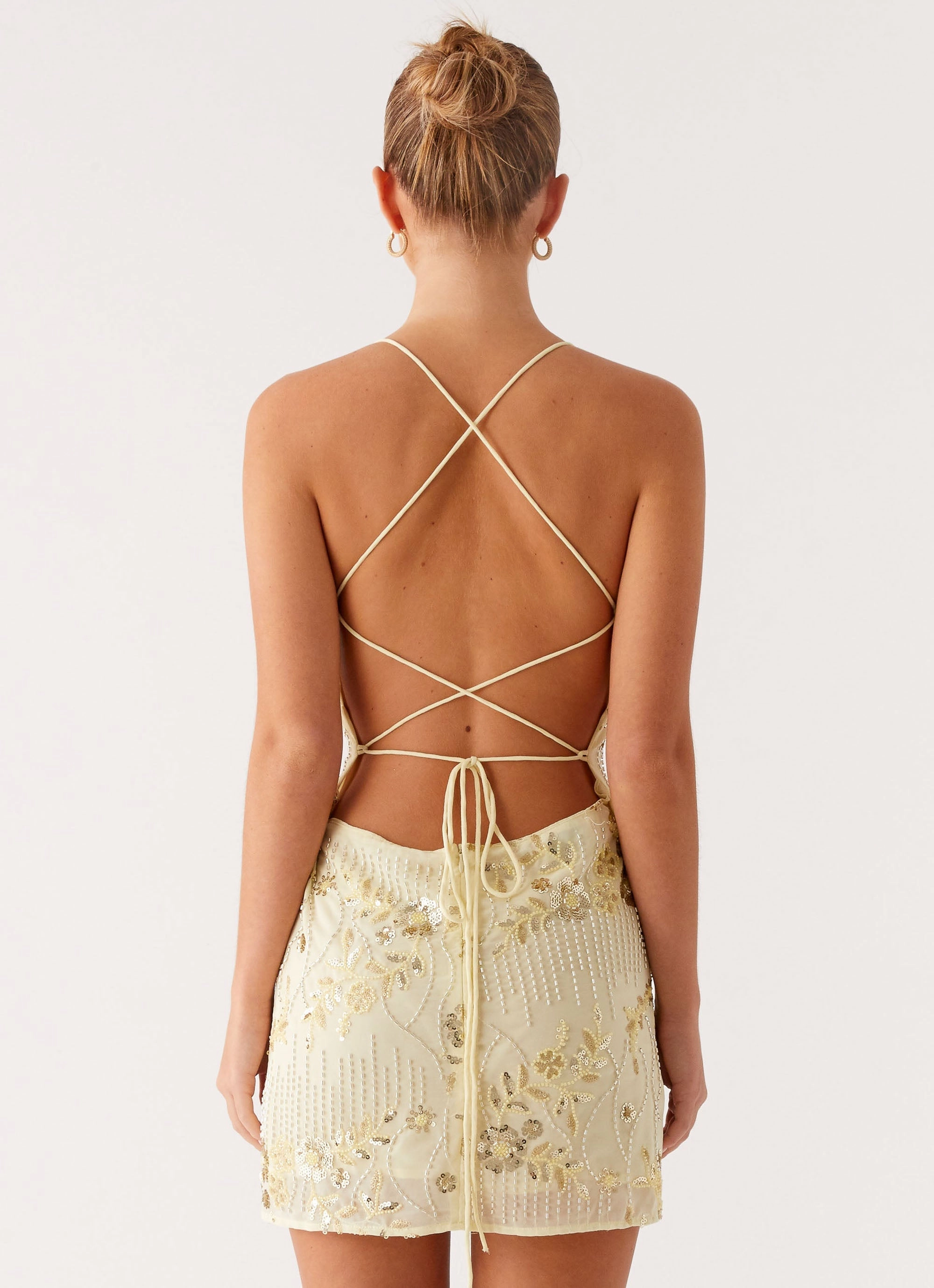 Modern Fit Vietta Sequin Cami Mini Dress - Yellow