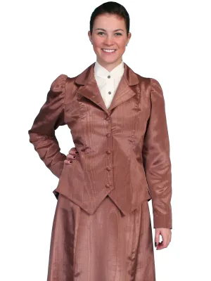 Vintage Accent Scully Womens Wahmaker 19th Century Style Jacket Chocolate Poly Blend Moire Scully Womens Wahmaker 19th Century Style Jacket Chocolate Poly Blend Moire Layered Knee Panels Soft Date Night Street Fashion