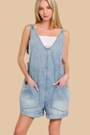 Vintage Energy DANNIE DENIM SHORT OVERALLS Adaptive Stretch Fabric DANNIE DENIM SHORT OVERALLS