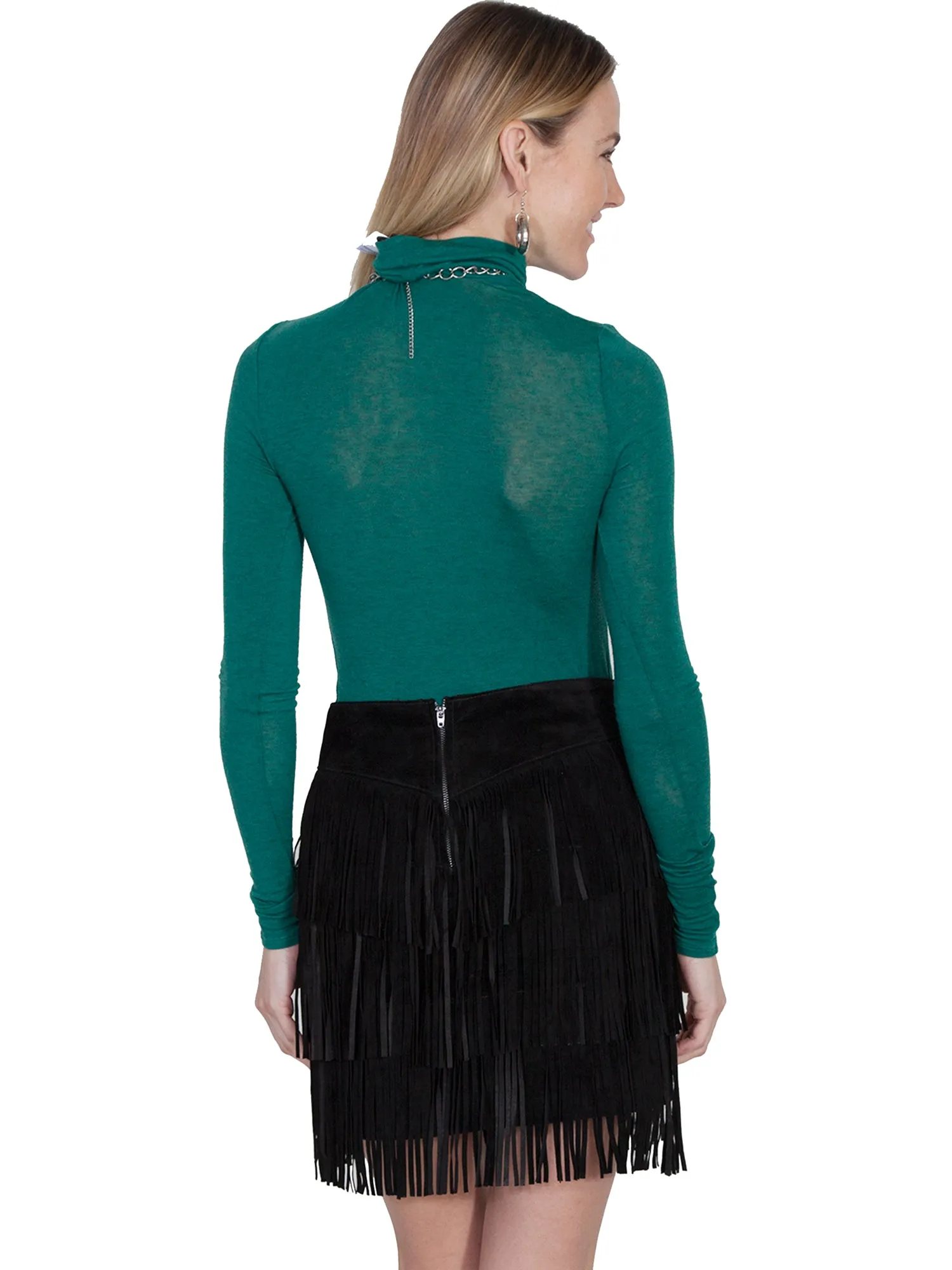 Scully Womens Black Boar Suede Fringe Skirt Daily Choice