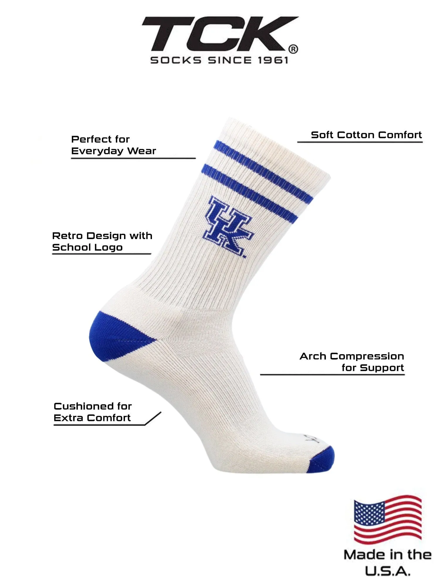 Vintage Kentucky Wildcats Socks NCAA Socks For Men and Womens Soft Cotton Sock