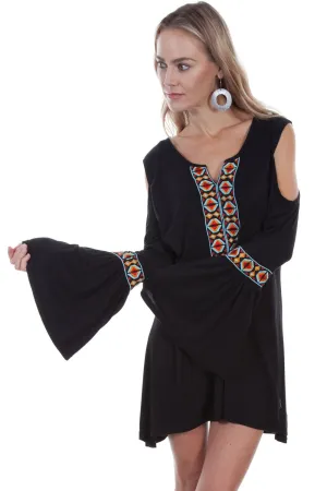 Vintage Vibes Scully Womens Black Viscose Aztec L/S Tunic Spring Trend Festival Outfit Scully Womens Black Viscose Aztec L/S Tunic