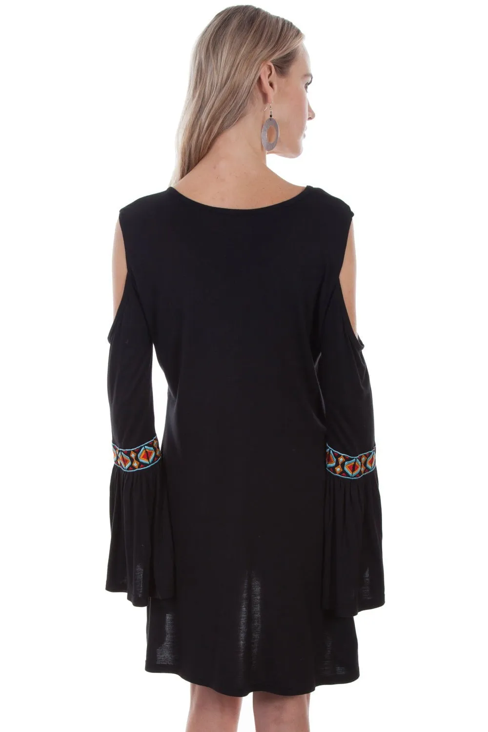 Linen blend Comfortable Design Scully Womens Black Viscose Aztec L/S Tunic