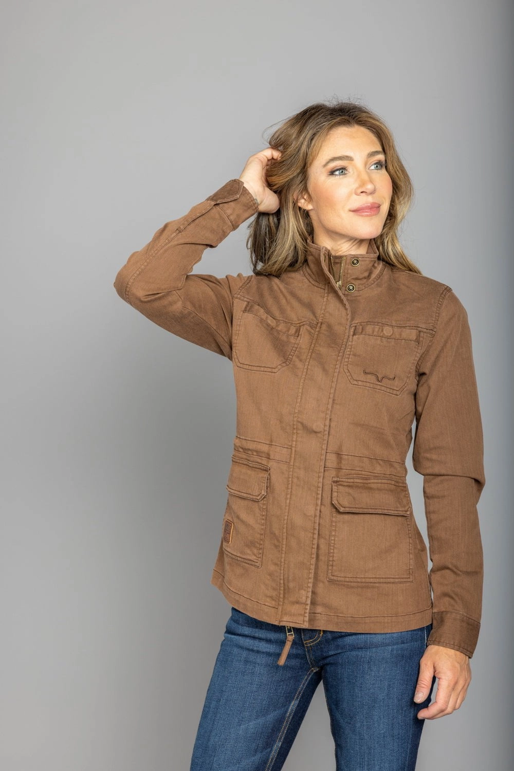 Kimes Ranch Womens Riggin Utility Brown Cotton Blend Cotton Jacket Comfy Touch Easy Essentials