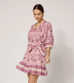 Violet Shade Magdalena Mini Dress | Vintage Rose Magdalena Mini Dress | Vintage Rose Ribbed-Texture Breeze Flow
