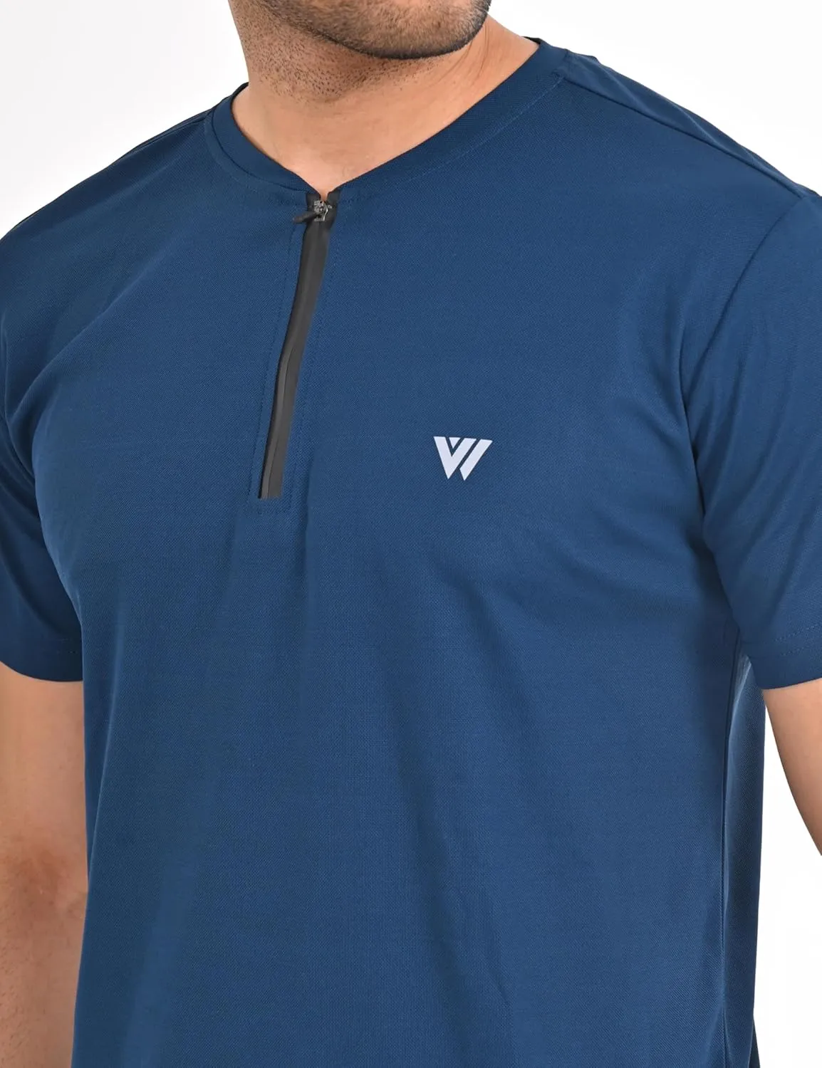 VIROH Mens Quick-Dry Zipper Activewear T-Shirt, Lightweight Short Sleeve Gym & Sports T-Shirt