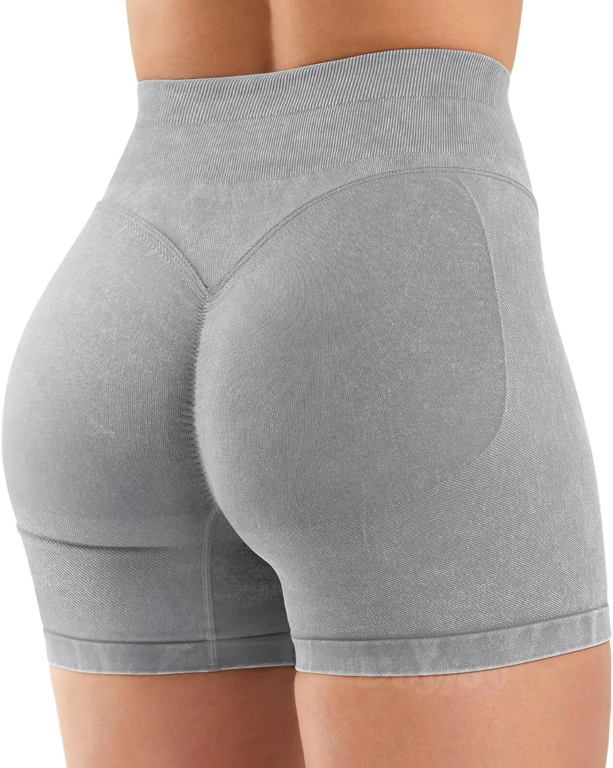VOYJOY Women Sandwashed Impact Shorts High Waist Scrunch Butt Lifting Gym Biker Shorts Workout Gym