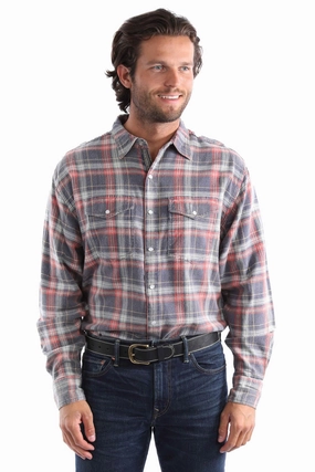 Waffle Knit Scully Mens Signature Acid Wash Blue 100% Cotton L/S Shirt Year-Round Favorite Sophisticated Style Scully Mens Signature Acid Wash Blue 100% Cotton L/S Shirt