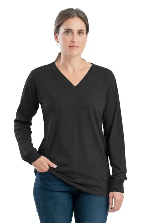 Wardrobe Staple Berne Black Cotton Blend Womens Performance V-Neck Tee L/S Berne Black Cotton Blend Womens Performance V-Neck Tee L/S Graphic Art